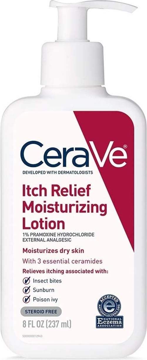 CeraVe Moisturizing Lotion for Itch Relief | 8 Ounce | Dry Skin Itch Relief Lotion with Pramoxine Hydrochloride | Fragrance Free (Pack of 4)