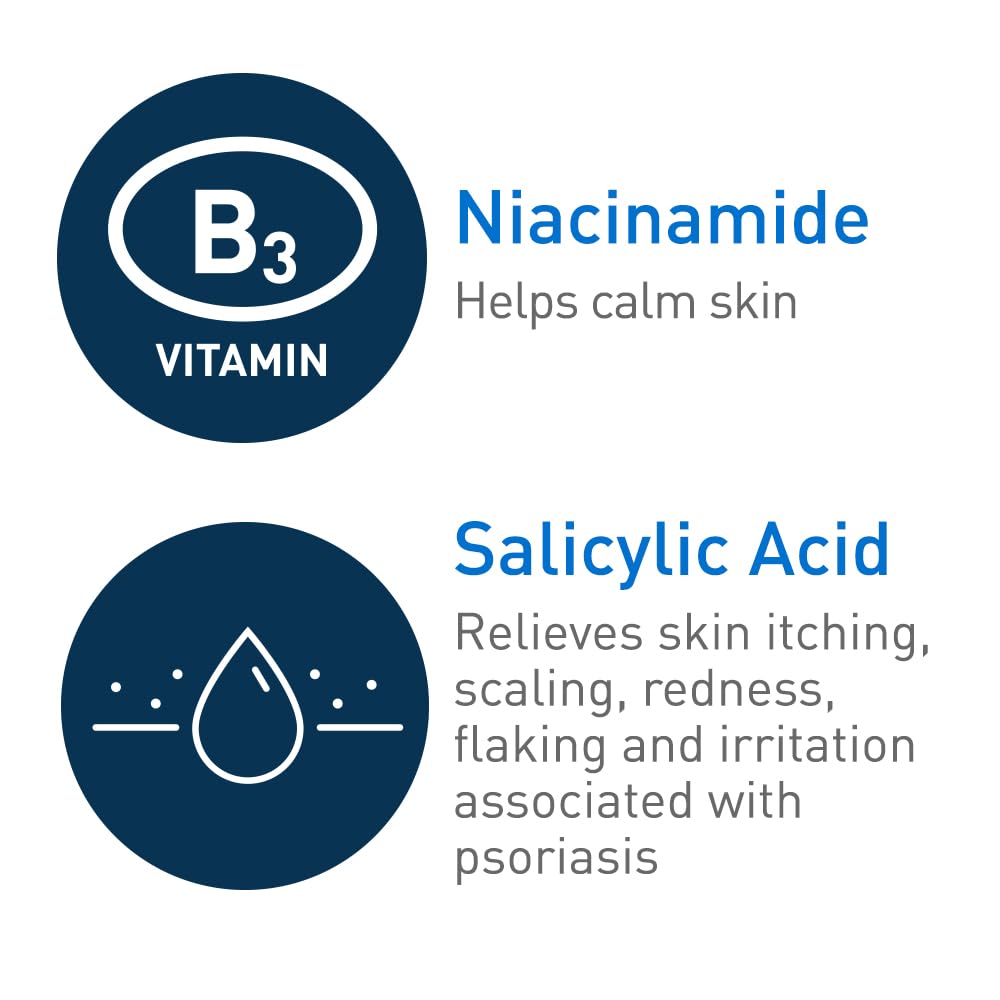 CeraVe Psoriasis Cream. Salicylic Acid Moisturizing Dry Skin Treatment. 8oz | Medicated Skin Care Formula with Urea. Lactic Acid. and Niacinamide Gently Exfoliates To Relieve Scaling and Itchy Skin