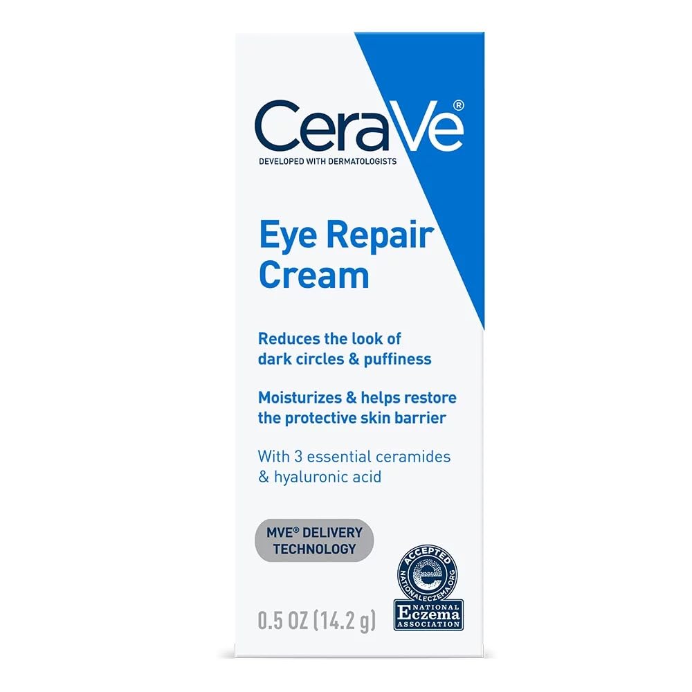 CeraVe Eye Repair Cream. Hyaluronic Acid Eye Cream for Dark Circles. 0.5oz | Skin Care. Under Eye Treatment for Puffiness with Niacinamide. Ceramides & Marine Botanical Complex. Ophthalmologist Tested
