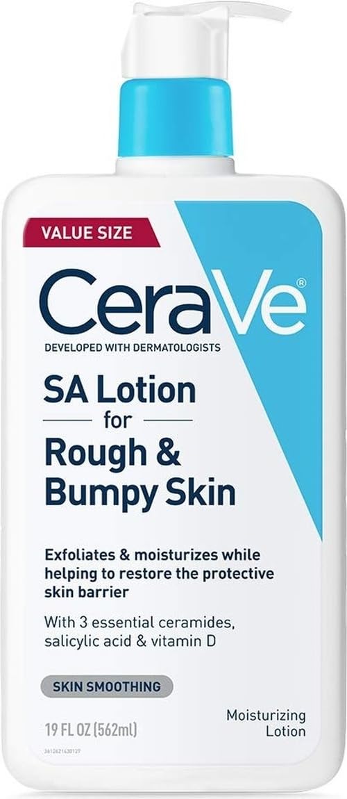 CeraVe SA Lotion for Rough & Bumpy Skin.Vitamin D.Hyaluronic Acid.Lactic Acid.Niacinamide & Salicylic-Acid.Gentle Exfoliating Rough And Bumpy Skin Lotion.19 Ounce.(Pack of 2)