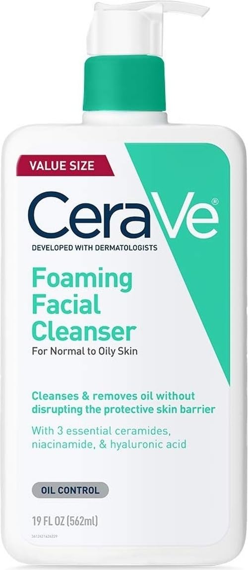 CeraVe Foaming Facial Cleanser. Face Wash for Oily Skin. 19oz | Skin Care with Hyaluronic Acid & Niacinamide. Makeup Remover. Daily Face Wash For Men & Women. Fragrance Free. Oil Control