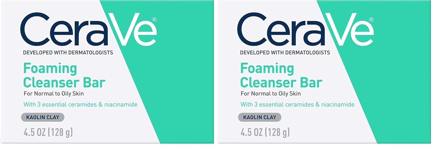 CeraVe Foaming Cleanser Bar. Face & Body Wash. Soap for Oily Skin. 4.5oz | Soap-Free Formula with Niacinamide and Ceramides Balances Oily Skin and Locks In Moisture without Any Tight. Dry Feeling
