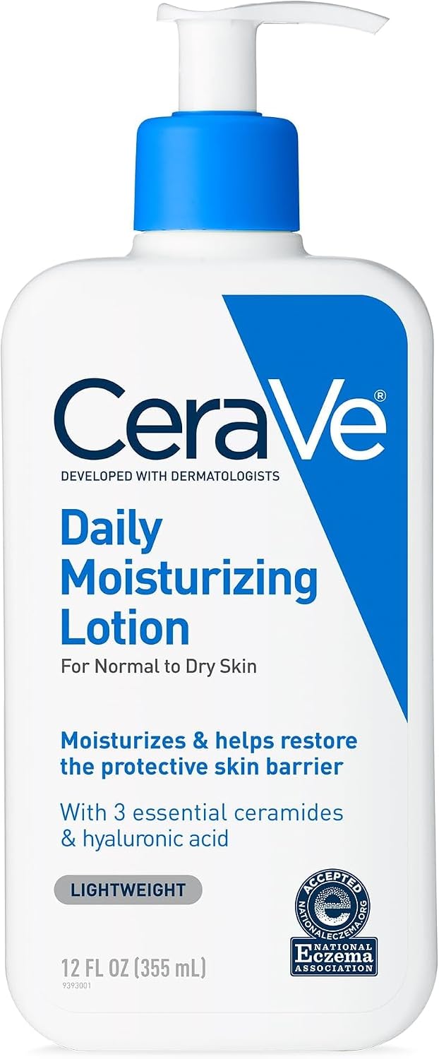 CeraVe Daily Moisturizing Lotion. Face and Body Lotion. Skin care. 19oz | Hyaluronic Acid. Lotion For Dry Skin. Skin Barrier Repair. Ceramide Moisturizer. For Men and Women. Fragrance Free. Oil-Free