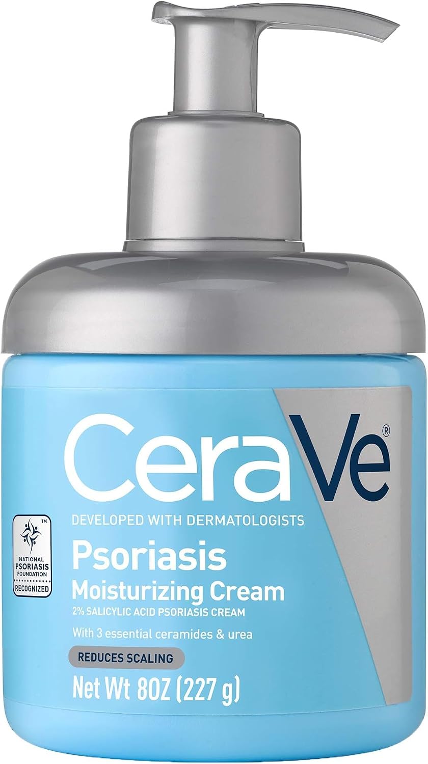 CeraVe Psoriasis Cream. Salicylic Acid Moisturizing Dry Skin Treatment. 8oz | Medicated Skin Care Formula with Urea. Lactic Acid. and Niacinamide Gently Exfoliates To Relieve Scaling and Itchy Skin