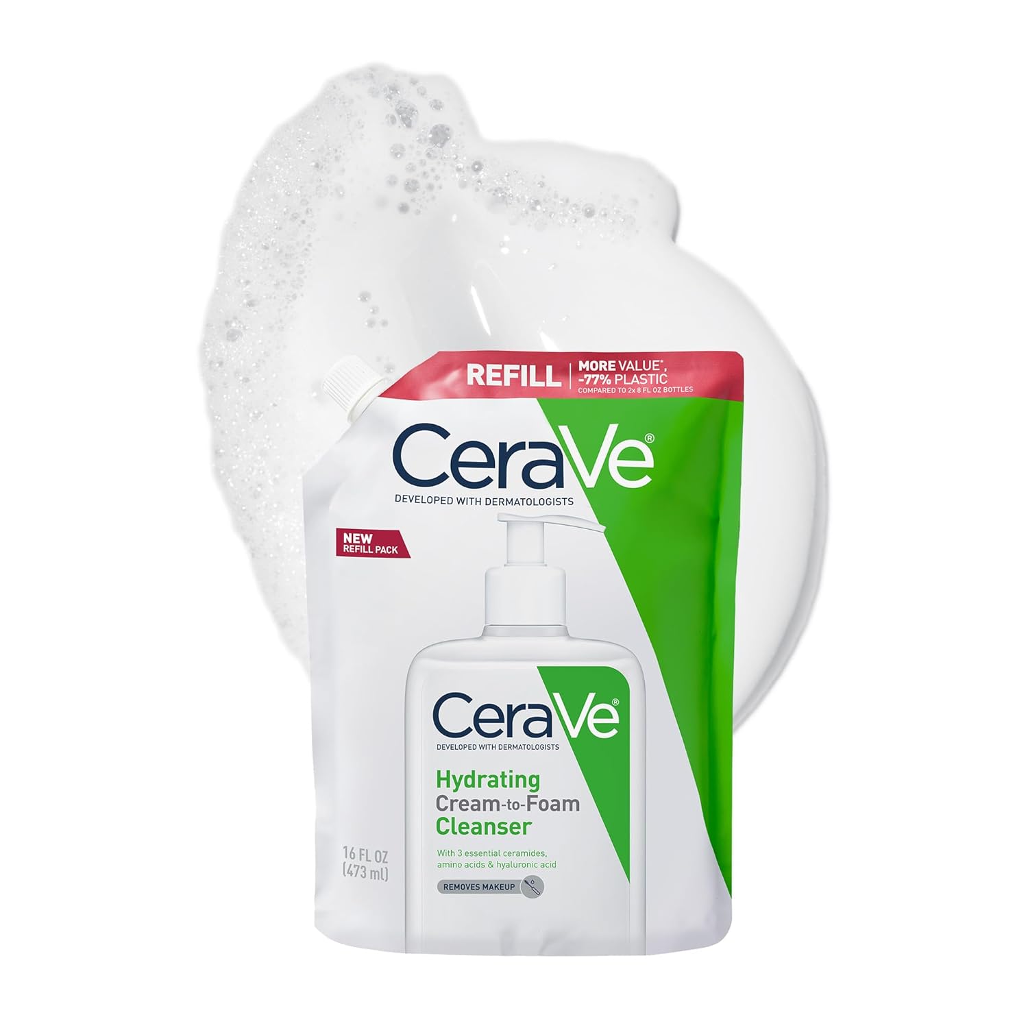 CeraVe Hydrating Cream To Foam Cleanser. Face Wash for Dry Skin. 19oz | Skin Care with Hyaluronic Acid. Makeup Remover. Facial Cleanser. Fragrance-Free. Non-Comedogenic. For Normal To Dry Skin