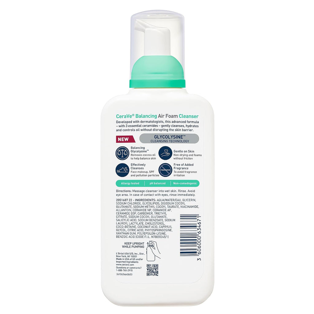 CeraVe Air Foam Face Wash. Hydrating Facial Cleanser. Combination Skin. 8 Ounce (Pack of 12)
