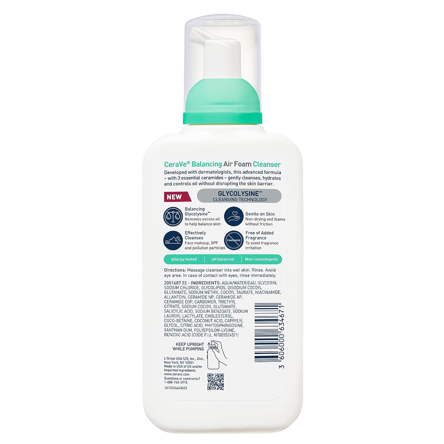CeraVe Air Foam Face Wash. Hydrating Facial Cleanser. Combination Skin. 8 Ounce (Pack of 12)
