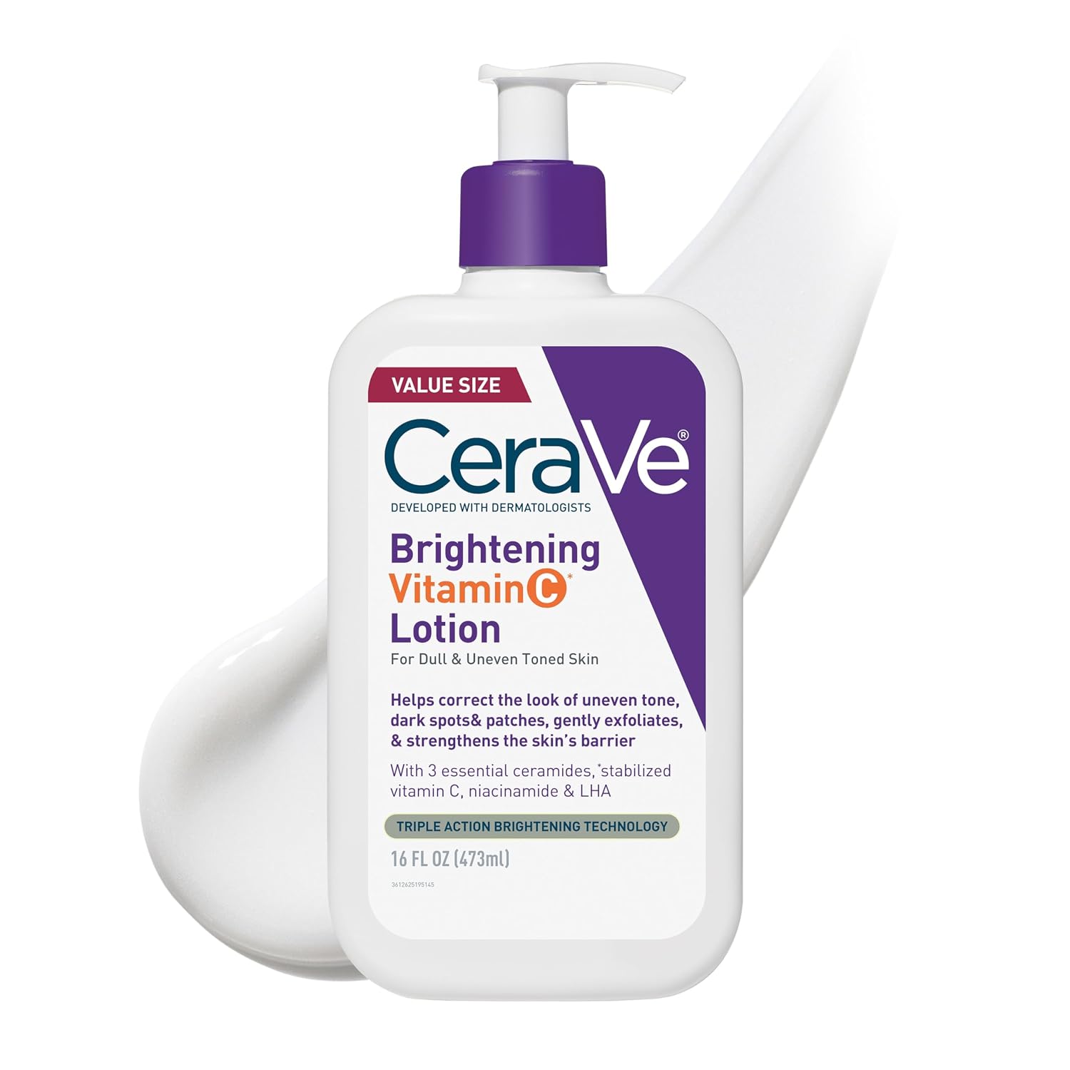 CeraVe Brightening Vitamin C Body Lotion. Skincare with Niacinamide. 16oz | Brightening Body Lotion & Moisturizer. Dark Spot Corrector with Ceramides & LHA. Fragrance Free. Suitable for Sensitive Skin