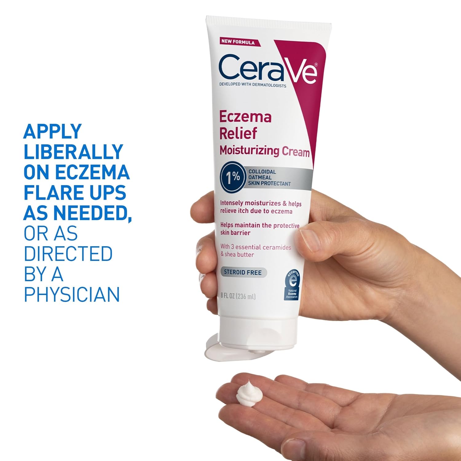 CeraVe  Relief Moisturizing Cream. Shea Butter Dry Skin Lotion. 8oz | Steroid-Free Skin Care Formula with Colloidal Oatmeal and Vitamin E Provides Soothing Treatment For Itchy Skin