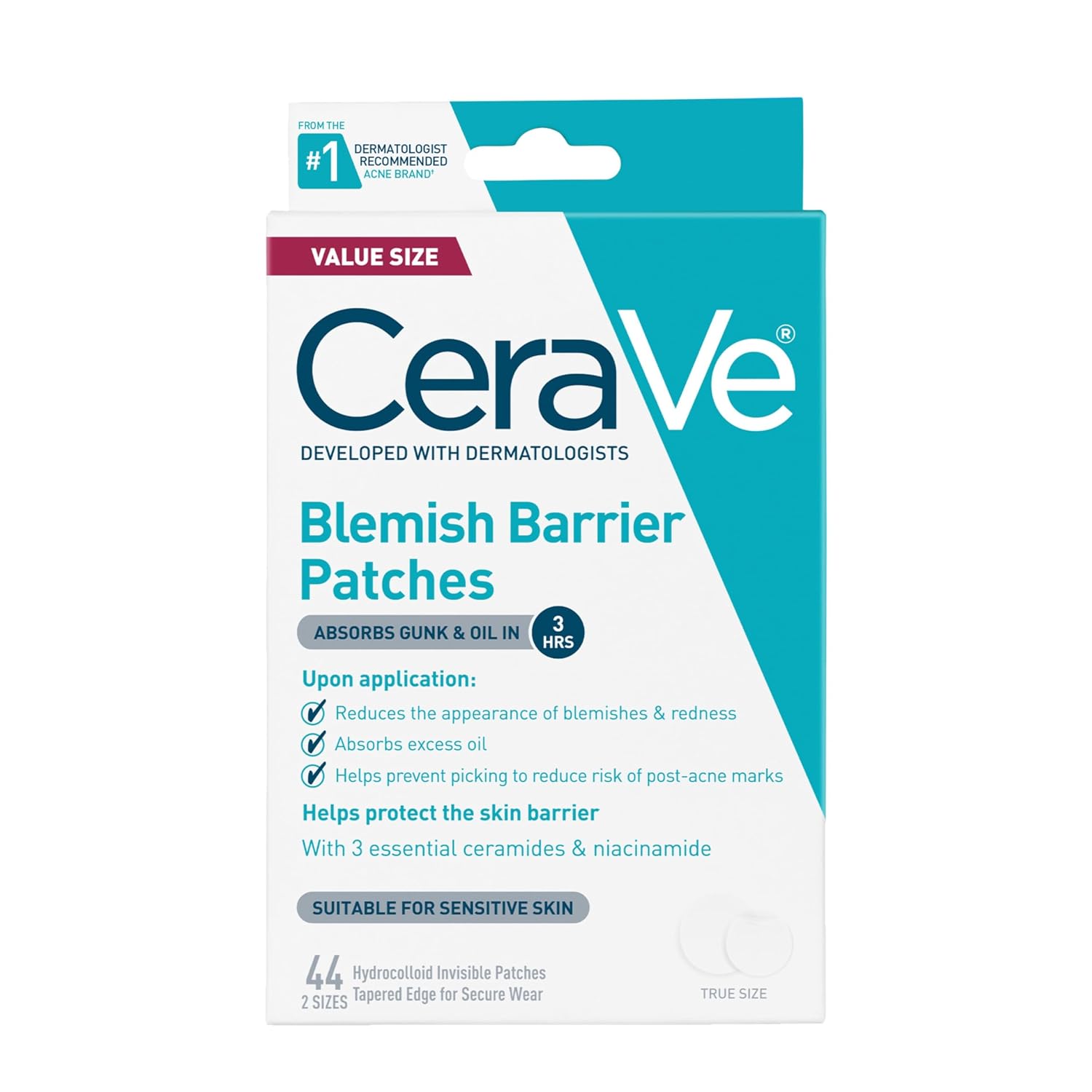 CeraVe Hydrocolloid Pimple Patches with Niacinamide. Ultra-Thin. 44ct | Absorbs Oil with Niacinamide and Ceramides. Ultra-Thin Acne Patches That Blend Into All Skin Tones. For Sensitive Skin