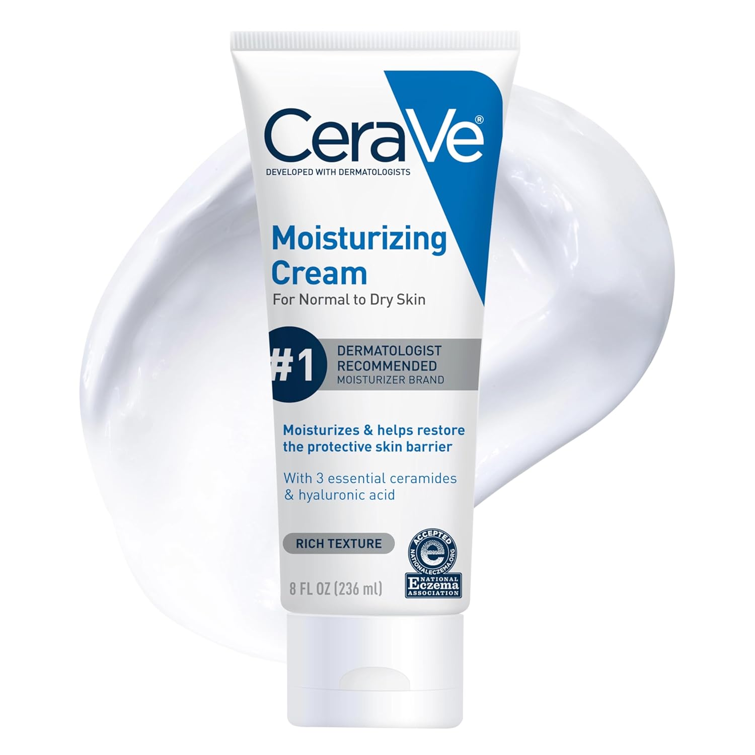 CeraVe Moisturizing Cream. Face Body Moisturizer. Normal to Dry Skin. 8 Fl Oz | Hyaluronic Acid For Instant Hydration. Skin Barrier Repair. Ceramide Moisturizer. Fragrance Free. Non-Comedogenic. Daily Use