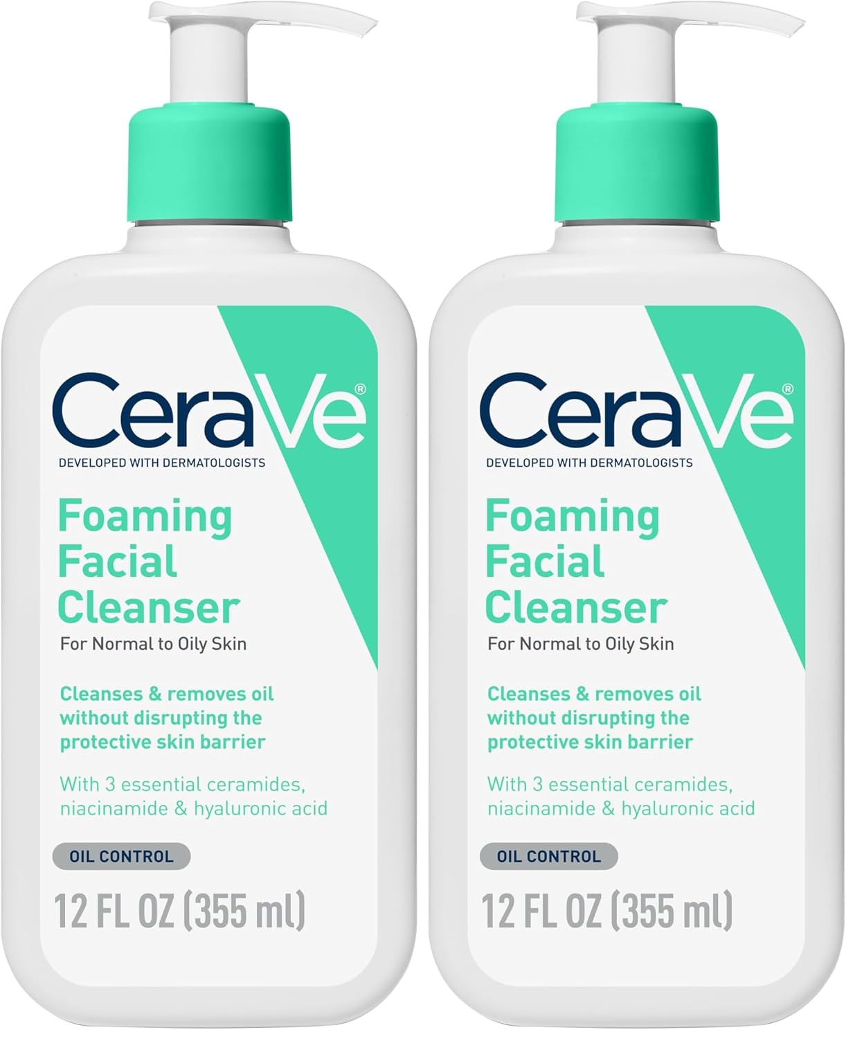 CeraVe Foaming Facial Cleanser. Face Wash for Oily Skin. 12fl oz | Cleanses Oily Skin without Stripping. with Hyaluronic Acid and Niacinamide In a Fragrance-Free Formula For Daily Cleansing