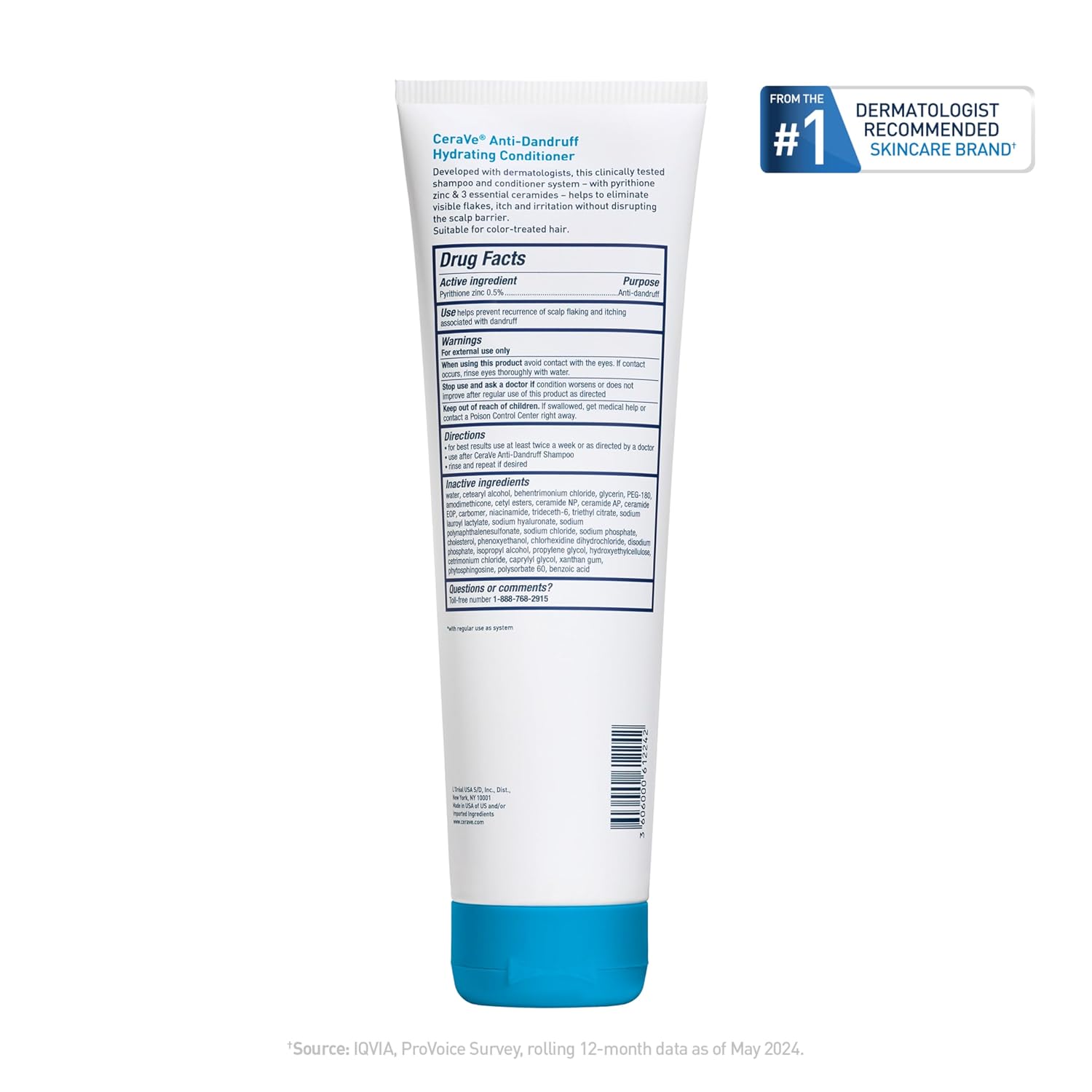 CeraVe Hydrating Anti Dandruff Conditioner.0.5% Pyrithione Zinc Dandruff Treatment With Ceramides.Hyaluronic Acid & Niacinamide.Helps Eliminate Flakes & Reduce Itchy Scalp. Sulfate Free.(Pack of 2)