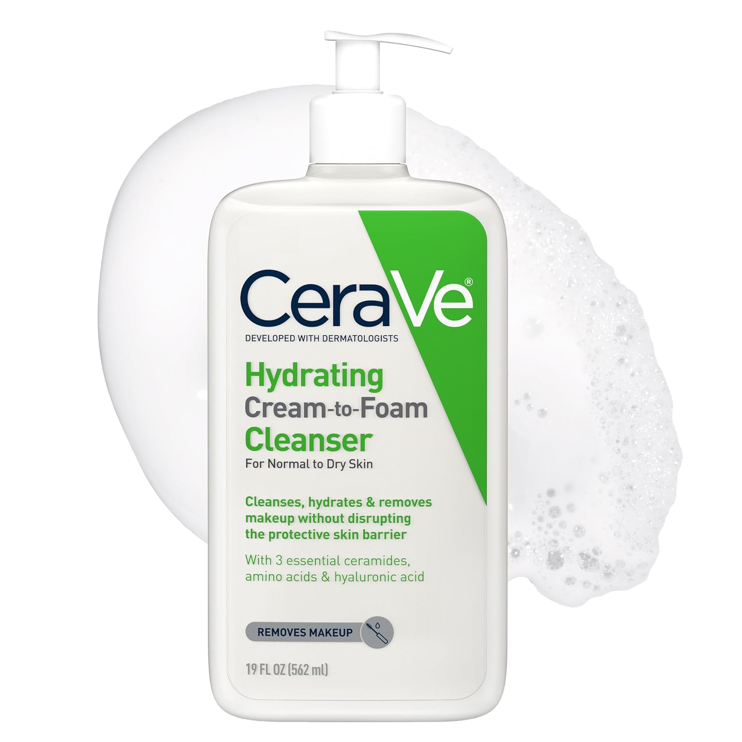 CeraVe Hydrating Cream To Foam Cleanser. Face Wash for Dry Skin.16oz Refill | Removes Makeup with Hyaluronic Acid In A Fragrance Free. Non-Comedogenic Formula For Normal To Dry Skin