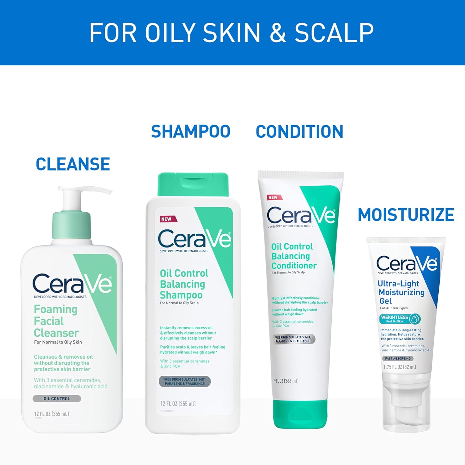 CeraVe Oil Control Shampoo. Clarifying Shampoo with Hyaluronic Acid. 12oz | Sulfate-Free Oily Hair Formula with Ceramides Deeply Purifies To Remove Excess Oil While Delivering Lightweight Hydration