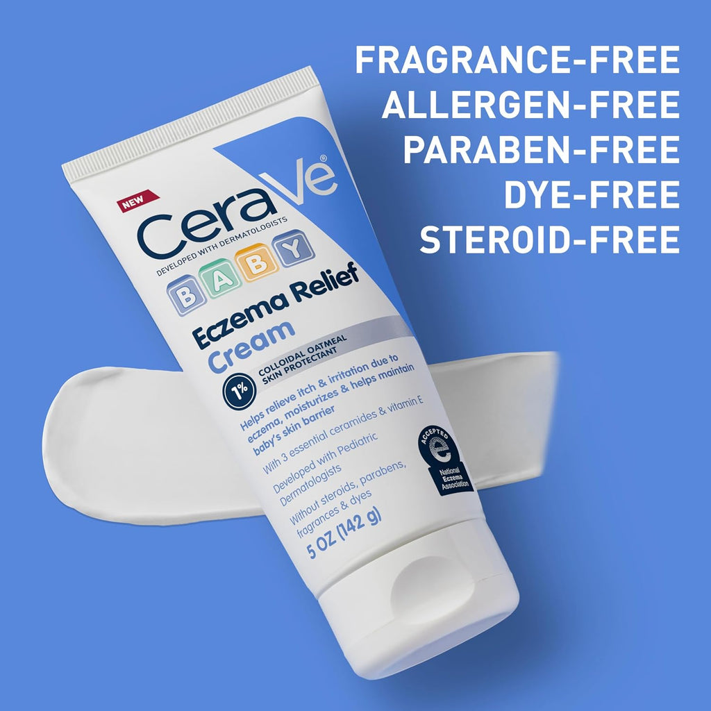 CeraVe Baby  Relief Cream.1% Colloidal Oatmeal Cream with Vitamin E & Ceramides.Soothes & Calms Itchy Skin.Developed with Pediatric Dermatologist.Fragrance Free.5oz.(Pack of 2)