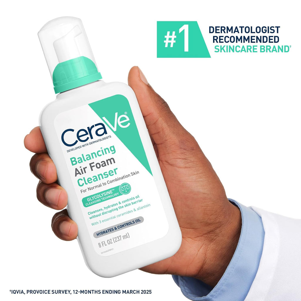 CeraVe Air Foam Face Wash. Hydrating Facial Cleanser. Combination Skin. 8oz | Foaming Facial Cleanser That Balances Combination Skin. Delivering 8-Hour Oil Control and 24-Hour Hydration