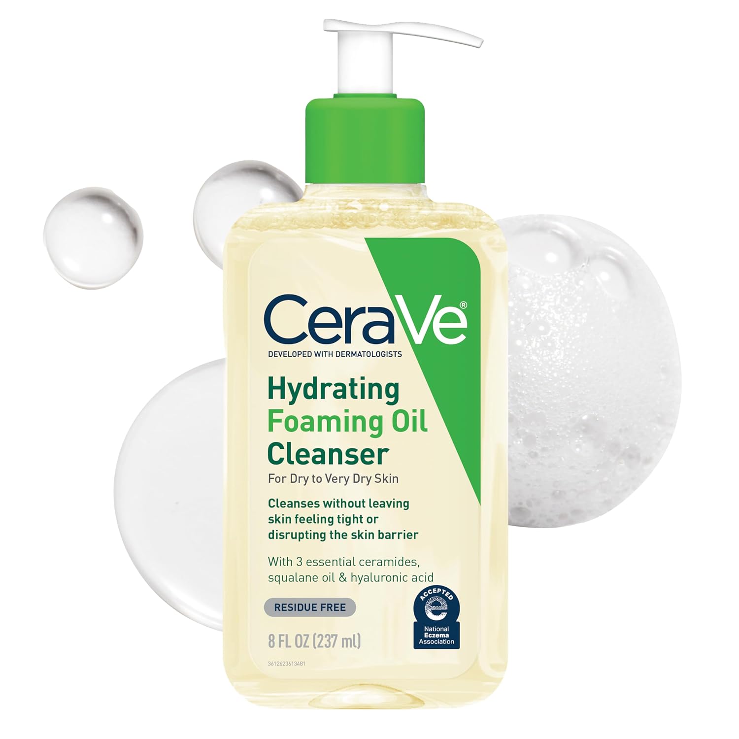 CeraVe Hydrating Foaming Oil Cleanser.Moisturizing Oil Cleanser for Face & Body.Squalane-Oil + Hyaluronic Acid + Ceramides.For Dry to Very Dry Skin.Fragrance Free & Residue Free.19 FL Oz.(Pack of 2)