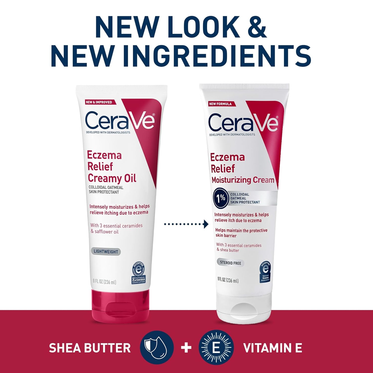 CeraVe  Relief Moisturizing Cream. Shea Butter Dry Skin Lotion. 8oz | Steroid-Free Skin Care Formula with Colloidal Oatmeal and Vitamin E Provides Soothing Treatment For Itchy Skin