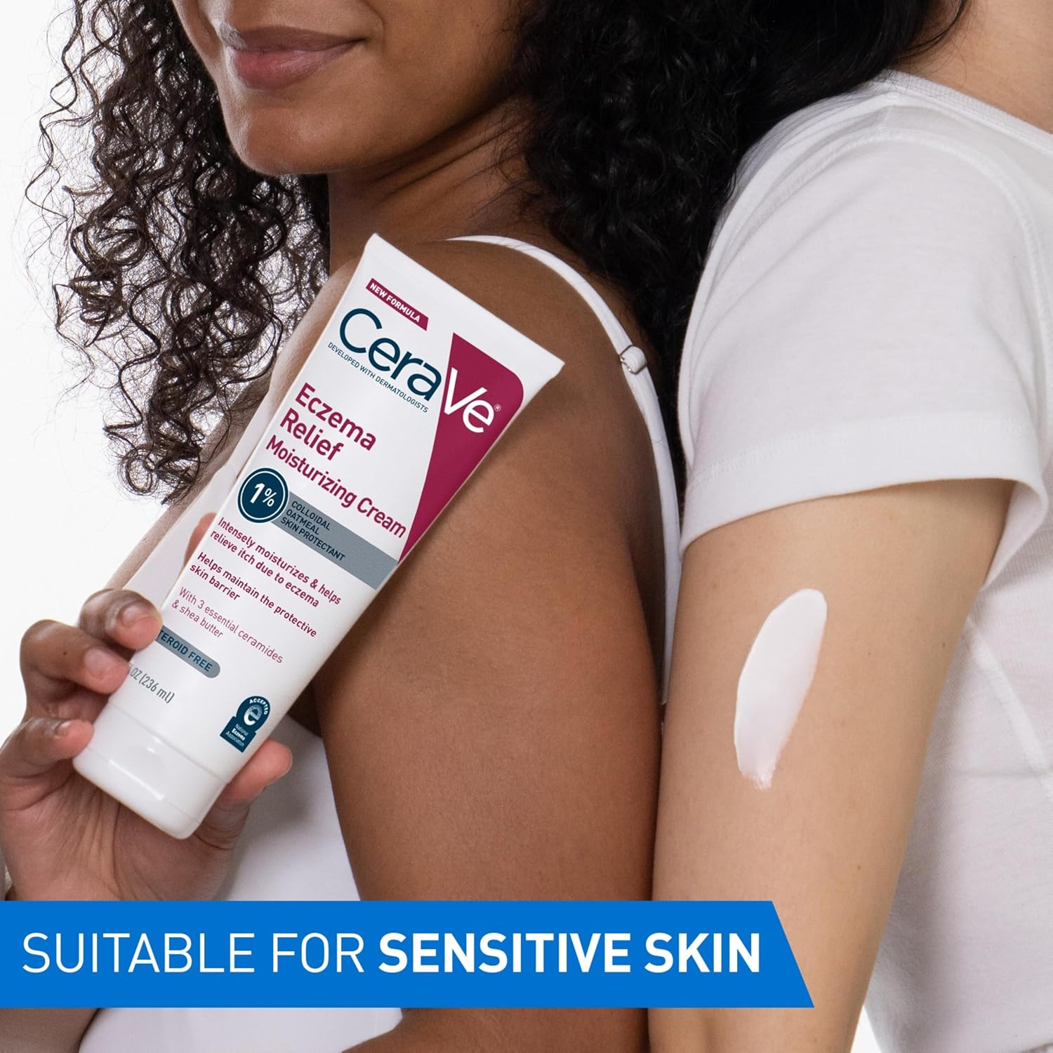 CeraVe  Relief Moisturizing Cream. Shea Butter Dry Skin Lotion. 8oz | Steroid-Free Skin Care Formula with Colloidal Oatmeal and Vitamin E Provides Soothing Treatment For Itchy Skin