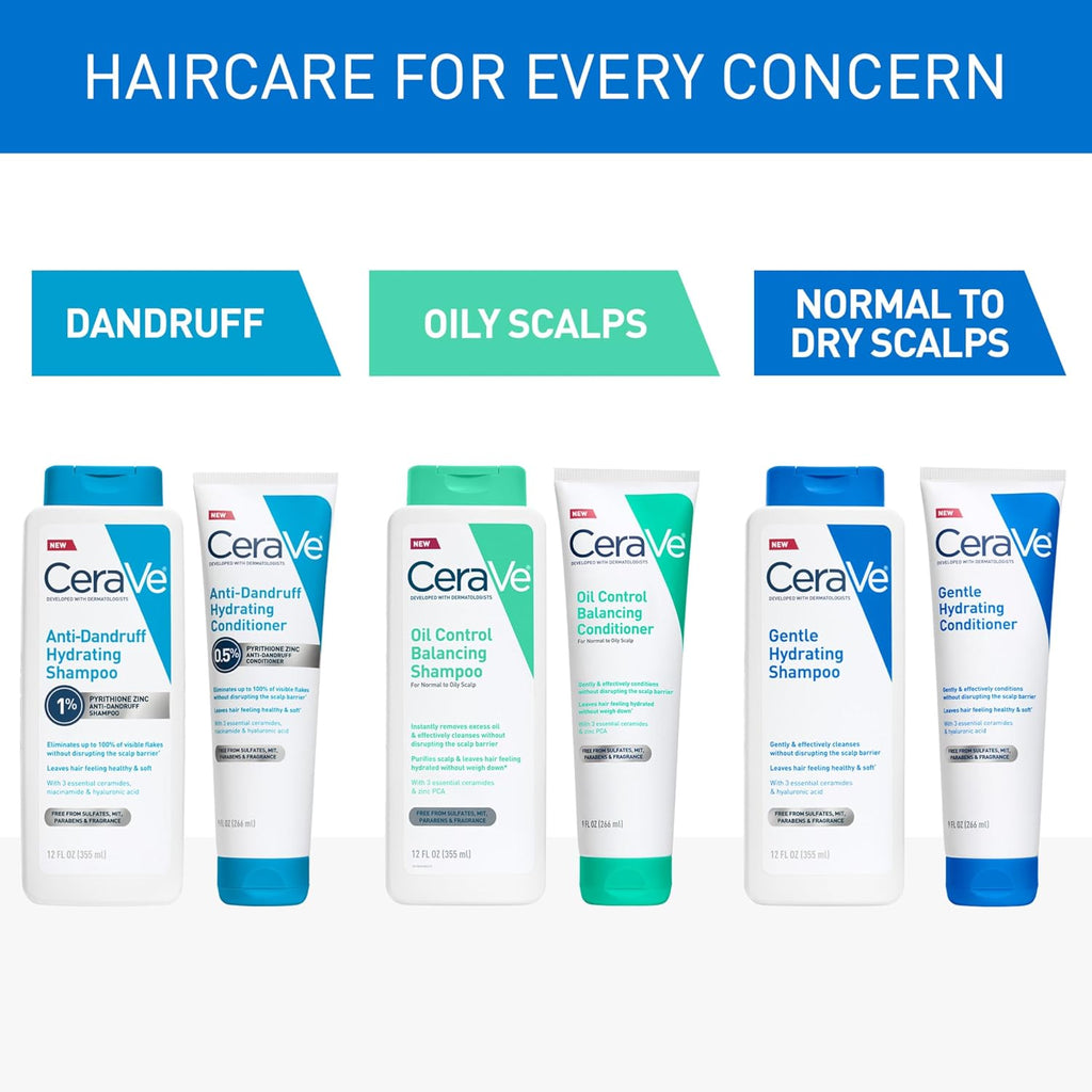 CeraVe Oil Control Conditioner with Hyaluronic Acid for Oily Scalp. 9 Oz | Sulfate-Free Conditioner For Oily Hair with Ceramides Delivers Lightweight Hydration To Ends without Weighing Hair Down