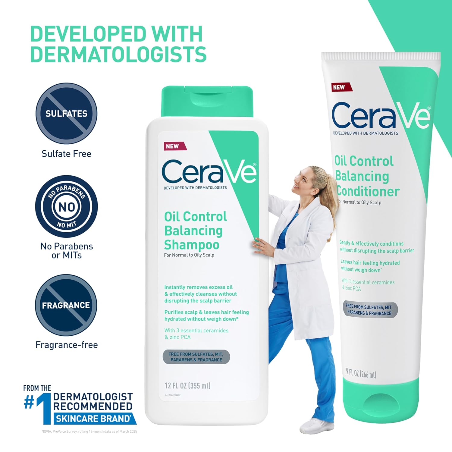 CeraVe Oil Control Conditioner with Hyaluronic Acid for Oily Scalp. 9 Oz | Sulfate-Free Conditioner For Oily Hair with Ceramides Delivers Lightweight Hydration To Ends without Weighing Hair Down