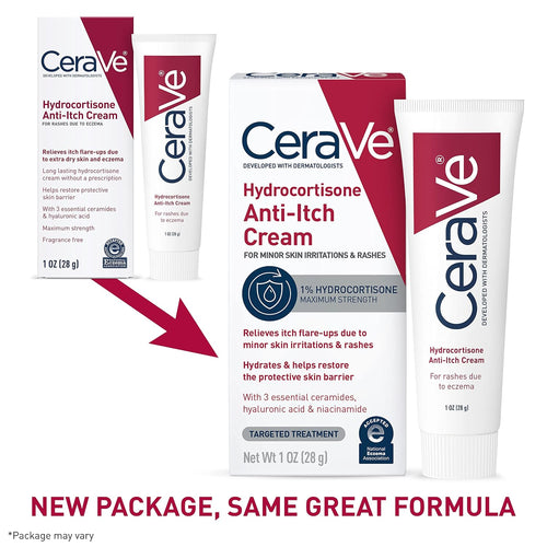 CeraVe 1% Hydrocortisone Anti Itch Cream. Dry Skin Care. 1oz | Dermatologist-Tested Formula with Hyaluronic Acid and Niacinamide Acts As A Soothing  Cream For Dry Skin Relief