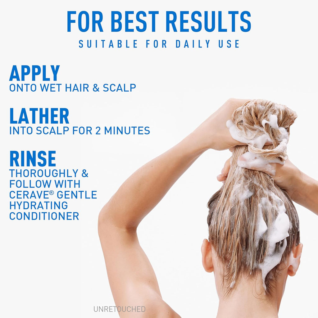 CeraVe Gentle Hydrating Shampoo with Hyaluronic Acid for Hair & Scalp. 12oz | Leaves Hair and Scalp Soft and Healthy-Looking with Ceramides. Niacinamide and A Color Safe Formula