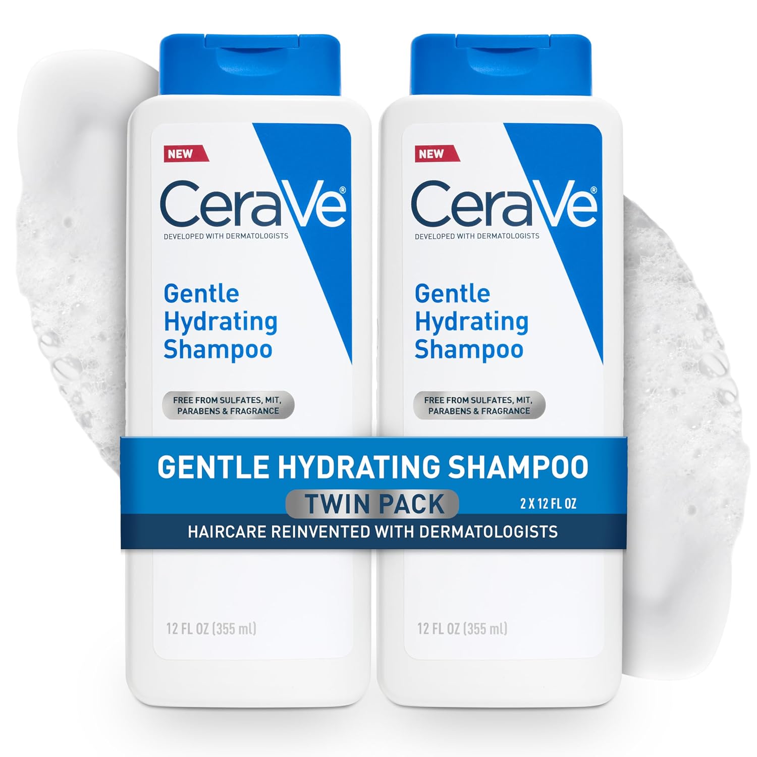 CeraVe Gentle Hydrating Shampoo. With Ceramides. Niacinamide & Hyaluronic Acid For Soft. Healthy Looking Hair & Scalp. Sulfate Free & Color Safe Shampoo. For All Hair Types. 12 Oz (Pack of 2)