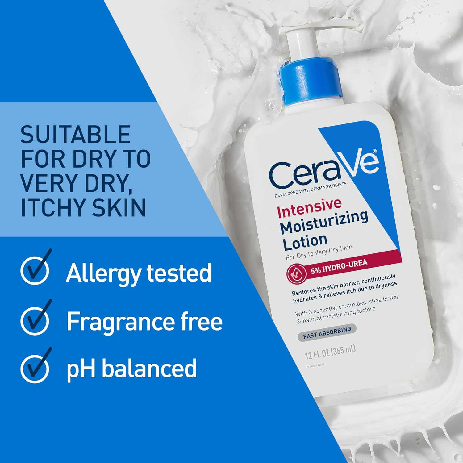 CeraVe Intensive Moisturizing Lotion. Shea Butter Body Lotion. 16oz | Skin Care. Relieves Signs Of Dry Skin with Hydro-Urea & Shea Butter In A Non-Greasy Formula For Rough. Tight and Itchy Skin