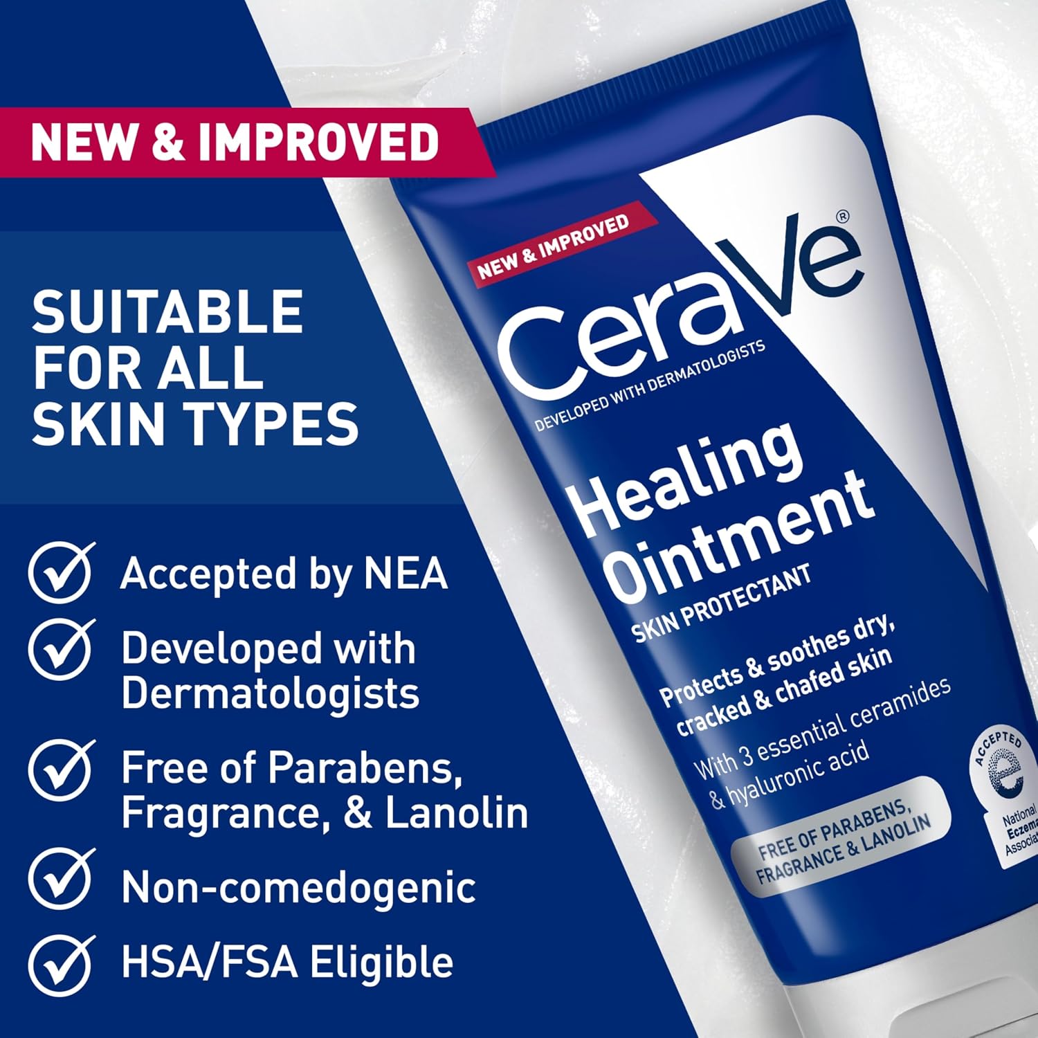 CeraVe Healing Ointment. Hyaluronic Acid Skin Protectant for Dry Skin. 5oz | Barrier Cream. Skin Care for Face & Body. Skin Barrier Repair with Ceramides & Petrolatum. Fragrance Free. Lanolin Free