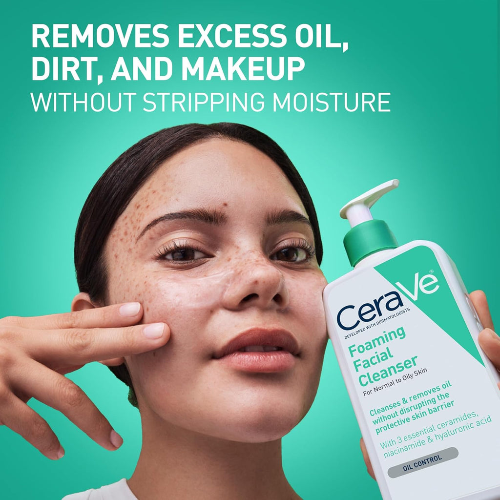 CeraVe Foaming Facial Cleanser. Face Wash for Oily Skin. 19oz | Skin Care with Hyaluronic Acid & Niacinamide. Makeup Remover. Daily Face Wash For Men & Women. Fragrance Free. Oil Control
