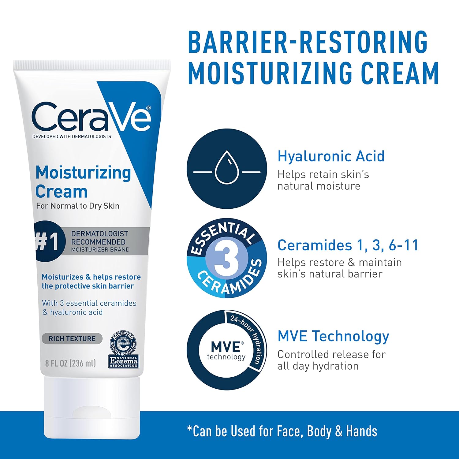 CeraVe Skin Care Set. Moisturizing Cream & Hydrating Facial Cleanser | 8oz Cream & 8oz Facial Cleanser. Ceramides + Hyaluronic Acid Moisturizer & Face Wash