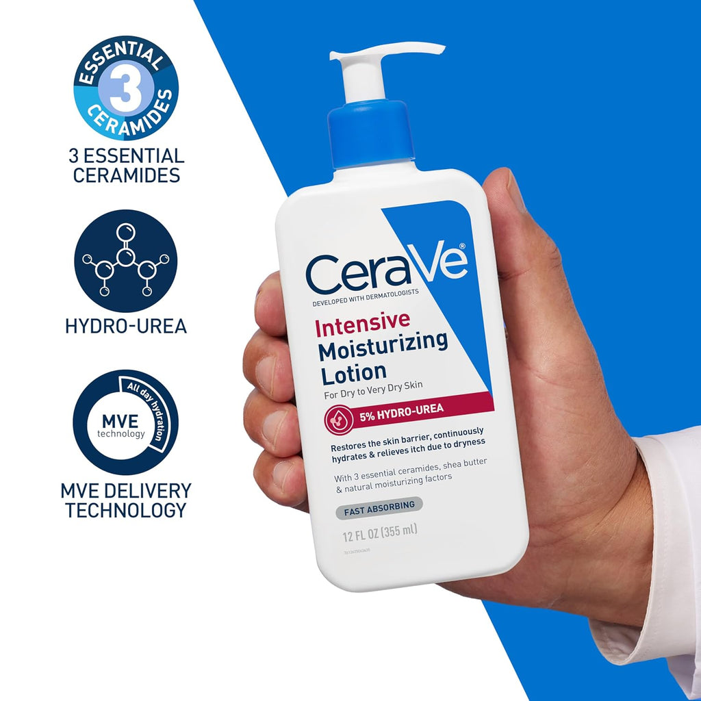 CeraVe Intensive Moisturizing Lotion. Shea Butter Body Lotion. 8oz | Relieves Signs of Extra Dry Skin with Hydro-Urea and Shea Butter In a Non-Greasy Formula For Rough. Tight and Itchy Skin