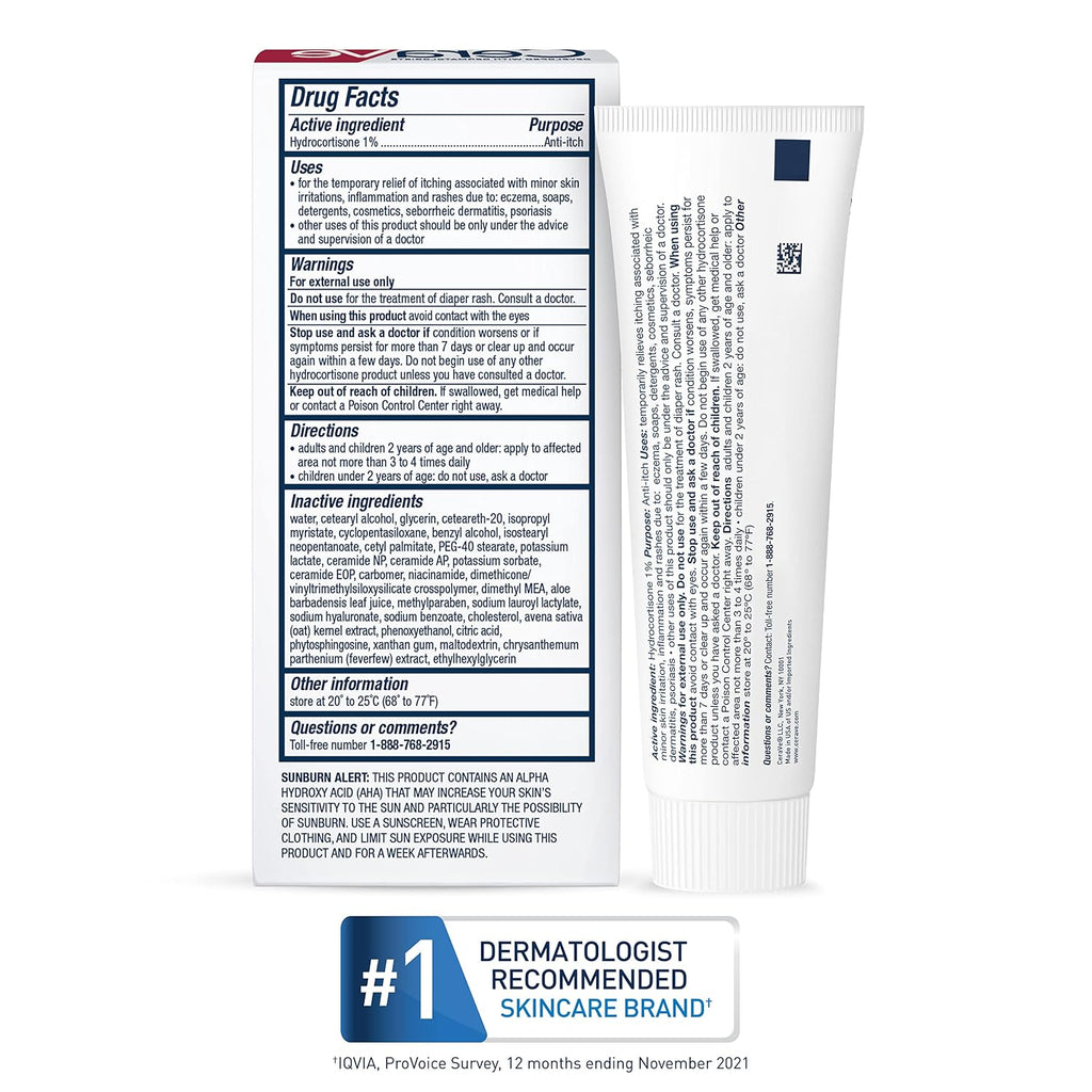 CeraVe 1% Hydrocortisone Anti Itch Cream. Dry Skin Care. 1oz | Dermatologist-Tested Formula with Hyaluronic Acid and Niacinamide Acts As A Soothing  Cream For Dry Skin Relief