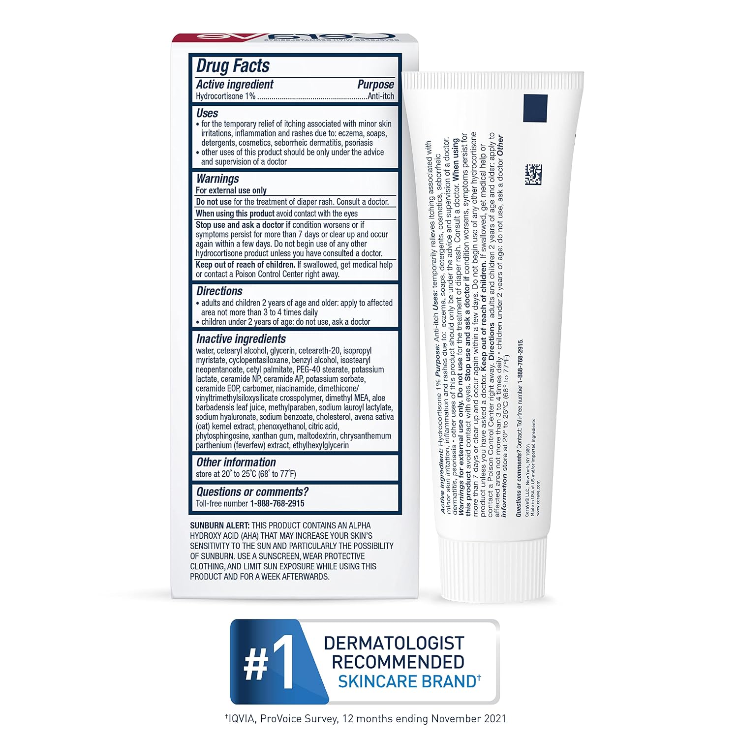 CeraVe 1% Hydrocortisone Anti Itch Cream. Dry Skin Care. 1oz | Dermatologist-Tested Formula with Hyaluronic Acid and Niacinamide Acts As A Soothing  Cream For Dry Skin Relief