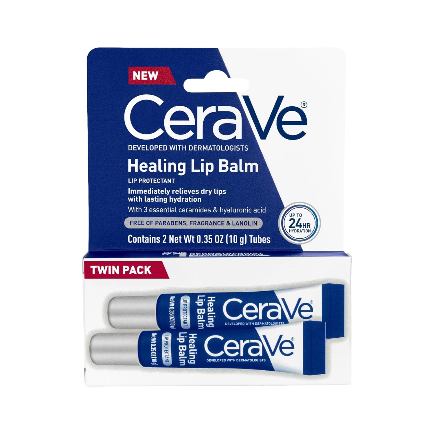 CeraVe Healing Lip Balm. Hydrating Hyaluronic Acid Lip Treatment. 0.7oz | Lip Moisturizer & Ointment for Dry Cracked Lips. Soothing Lip Repair with Ceramides & Petrolatum. Fragrance & Paraben Free