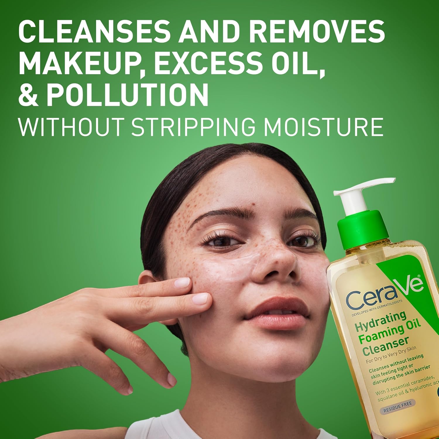 CeraVe Hydrating Foaming Oil Facial Cleanser with Hyaluronic Acid. 8oz | Squalane Face & Body Wash with Double-Cleansing Efficacy Removes Makeup without Residue. For Dry To Very Dry Skin